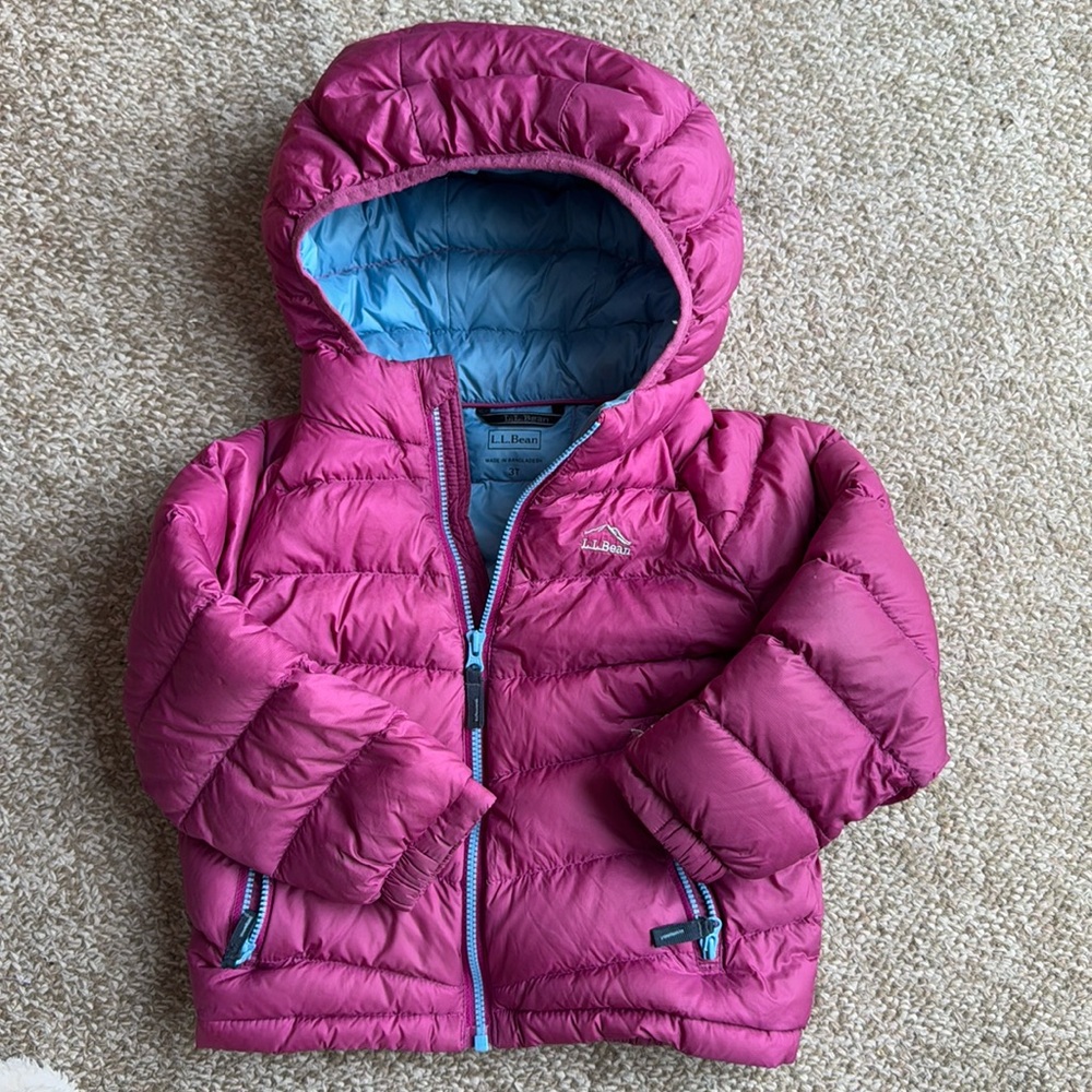 L.L.Bean kids ultralight 650 down puffer pink 3T